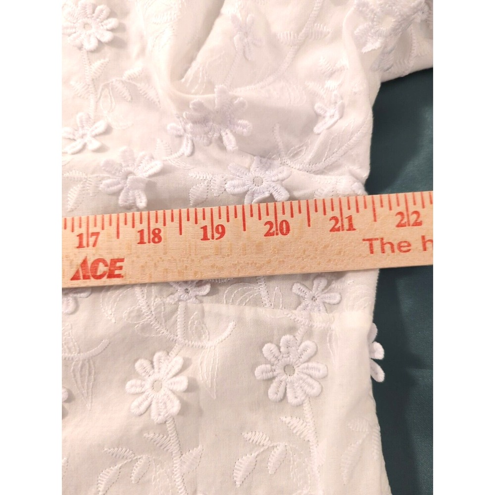 Soft Surroundings Blouse Tunic L Embroidered White Bishop Sleeves Boho Chic Glam - Picture 10 of 12